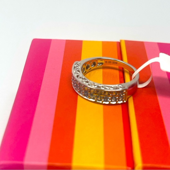 NEW With Tags Sterling Silver Band Ring With Aquamarine (?) Gems Size 7 - Picture 9 of 10